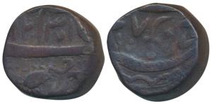 Copper Takka, 18.2g, Kabirganj Mint, in the name of Shah Alam II, AH 1231/X7, curved dagge