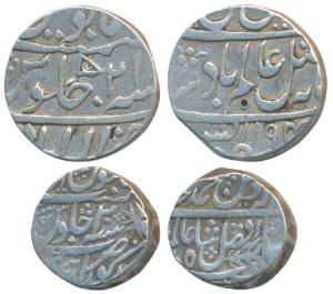 Kora Mint, Silver Rupee, 10.9g, in the name of Shah Alam II, RY 20, horizontal fish as min