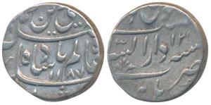 Mahadji Scindia (AH 1175-1209; 1761-1794 AD), Silver Rupee, 11.3g, Dar us-Sarur Burhanpur 