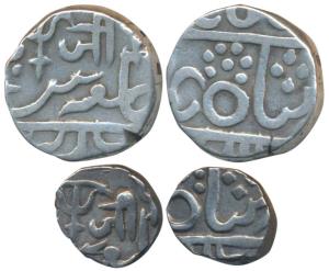 Jayaji Rao, Silver Rupee & ¼ Rupee, 10.7g & 2.73g, Lashkar Mint, in the name of Shah Alam 