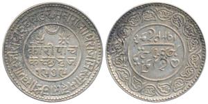 Khengarji III (VS 1932-1998; 1875-1942 AD), Silver 5 Kori, in the name of George V, VS 197
