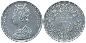 Victoria Queen, Silver Rupee, 1862, Bombay Mint, A / II / 0 / 12 (Prid 100). About Extreme