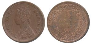 Victoria Empress, Copper 1/12 Anna, 1883, Bombay Mint (Prid 811). Uncirculated.