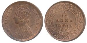 Victoria Empress, Copper 1/12 Anna, 1892, Calcutta Mint (Prid 797). Uncirculated.