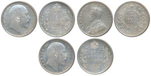 Edward VII, Silver Rupee, 1903 & 1904, Calcutta Mint; 1919, Bombay Mint. About Uncirculate