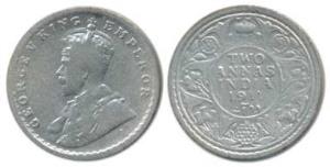 George V, Silver 2 Annas, 1911, Calcutta Mint (Prid 564). Fine+.