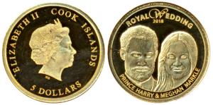 Cook Islands, Queen Elizabeth II, Gold 5 Dollar, 0.28g, Royal Wedding of Prince Harry & Me