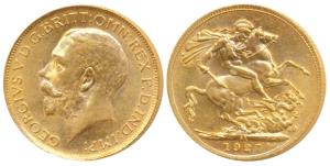 South Africa, George V, Gold Sovereign, 8g, 1927, ’SA’ mint mark for South Africa (KM 21).