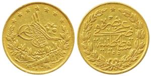 Turkey, Abdul Mejid (AH 1255-77, 1839-61 AD), Gold 100 Kurush, 7.18g, AH 1255, Year 8 (KM 