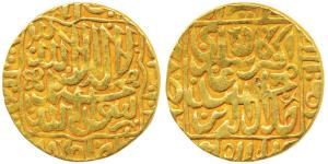 Gold Token, stylization that of an Akbar Gold Mohur, 10.78g, obv. Kalima within scalloped 