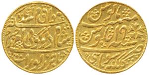 Kalkatta Sonapatti, Gold Token, 6.2g, RY 19, stylization that of Murshidabad Mint Mohur (f