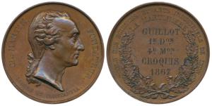 Claude Martin, Copper Medal, 62.3g, 1867, obv. bust to right, rev. La Martiniere (name of 