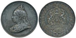 Queen Victoria Diamond Jubilee, White metal 77 mm, obv. matured bust of the Queen to left,