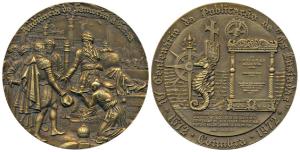 Indo Portugese, Vasco da Gama Bronze Medal, 1972, obv. Scene of Vasco Da Gama meeting the 