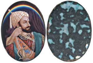 Shivaji Maharaj, an Enamel portrait of the ruler.