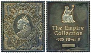 Proof Sterling Silver Ingot, 22g, Rupees 5 stamp of Queen Victoria. Rare. Slightly tarnish