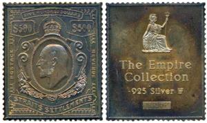 Proof Stamp Silver Ingot, 22g, Strait Settlement, Dollars 500 stamp of Edward VI. Tarnishe