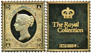 Proof Stamp Silver Ingot, 9g, Great Britain, 2 Shillings stamp of Victoria.