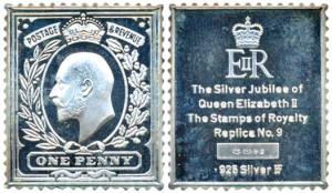 Proof Stamp Silver Ingot, 12g, Great Britain, 1 Penny stamp of Edward VII.