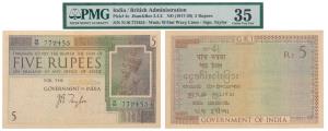George V, Rupees 5, 1st issue, 1925, signed J. B. Taylor, (J&R 3.4.2). Graded by PMG Choic