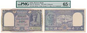 George VI, Rupees 10, 2nd issue, 1944, signed C. D. Deshmukh (J&R 4.6.1). Graded by PMG Ge
