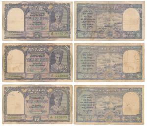 George VI, Rupees 10, 2nd issue, 1944, signed C. D. Deshmukh (J&R 4.6.1). Fine+ to About V