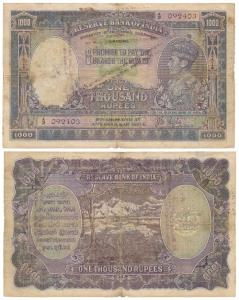 George VI, Rupees 1000, 1938, Lahore, signed by J. B. Taylor, (J&R 4.8.1E). Fine+, Very Ra
