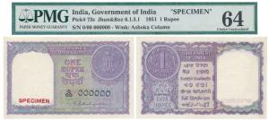 Rupee 1, Specimen, 1951, signed K. G. Ambegaonkar, Specimen written in bold in the waterma