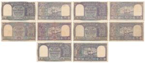 Rupees 10 (5), different dates, signed B Rama Rau (3), all different, value written in Eng
