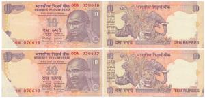 Rupees 10, signed Bimal Jalan, Error, miss-print with a white patch in bottom left corner,
