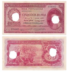 Indo-Portuguese, Cinquenta 50 Rupias, 6th issue, 1945, Banco Nacional Ultramarino, (J&R 12