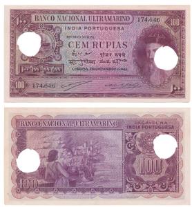 Indo-Portuguese, Cem (100) Rupias, 6th issue, 1945, Banco Nacional Ultramarino (J&R 12.33.