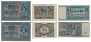 Germany, 100 Mark, 1910; 100 Mark, 1920; Austria, 1000 Kronen 1902. Very Fine+. (3)