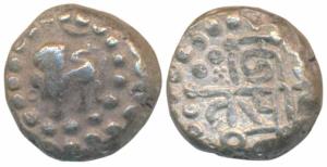 Chowhans of Ranthambhor, Jaitra Simha, Silver Dramma, 4.35g, obv. lion facing to left; rev