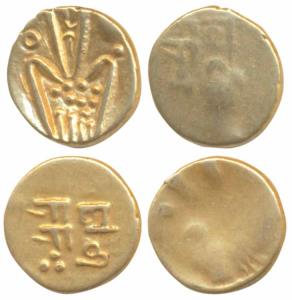 Nayakas of Gingee, in the name of 'Ranga Raya' (1600-1700AD), Gold Fanam, 0.33g & 0.36g, o