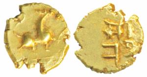 Tanjavore Maratha, Sarabhaji I (c. 1711-1727 AD), Gold Fanam, 0.37g, Sarabhi Fanam, obv. l