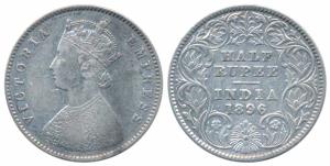 Victoria Empress, Silver ½ Rupee, 1896, Calcutta Mint, A / I / C incuse, (Prid 279). About