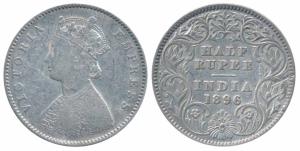 Victoria Empress, Silver ½ Rupee, 1896, Calcutta Mint, A / I / C incuse, (Prid 279). Fine+