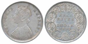 Victoria Empress, Silver ½ Rupee, 1899, Bombay Mint, A / I / B incuse, Inverted ‘B’, (Prid