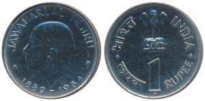 Proof Cupro-Nickle Rupee, 10.17g, 1964 Death of Jawaharlal Nehru. Proof in Mint State, Rar