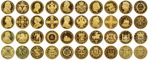 Large Size, Replicas of World Crowns, Gold Gilt Silver Crowns (20), each 37 grams, all Rar