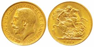 Australia, George V, Gold Sovereign, 8g, 1919, ‘P’ mint mark for Perth Mint (KM 29). About