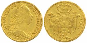 Brazil, Jose I, Gold 6400 Reis, 14.22g, 1769 R, Rio de Janeiro Mint, locally known here as