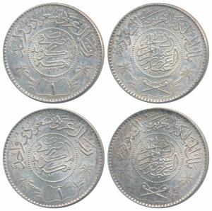 Saudi Arabia, Abd al-Aziz ibn Sa’ud, Silver 1 Riyal (2), each 11.6g, AH 1367, 1370 (KM 18)