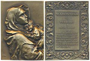 Ferruzi, Bronze, 208g, the famous Italian painter, obv. his famous painting Madonna holdin