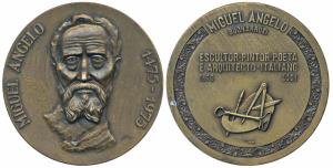 Michael Angelo, Bronze, 180g, the famous Italian painter, obv. bust of the painter with da