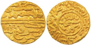 Fath Shah (AH 892-923, 1472-1517 AD), Gold Tanka, 11.27g, Kashmir Mint, Mule, with obverse