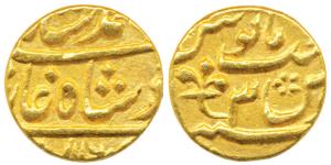 Azimabad (Patna) Mint, Gold Mohur, 11.0g, in the name of Alamgir II, trident as mint mark,