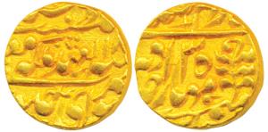 Madho Singh II, Gold Mohur, 10.90g, Sawai Jaipur Mint, with the name of Victoria, AD 18XX/