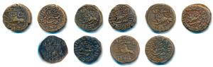 Krishna Raja Wodeyar, Copper 20 Cash (9), type VI, lion to left on obv., different dates 1